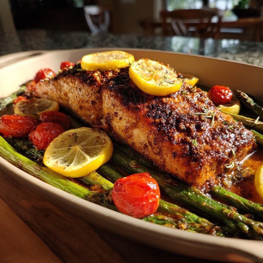 One Pan Salmon With Vegetables