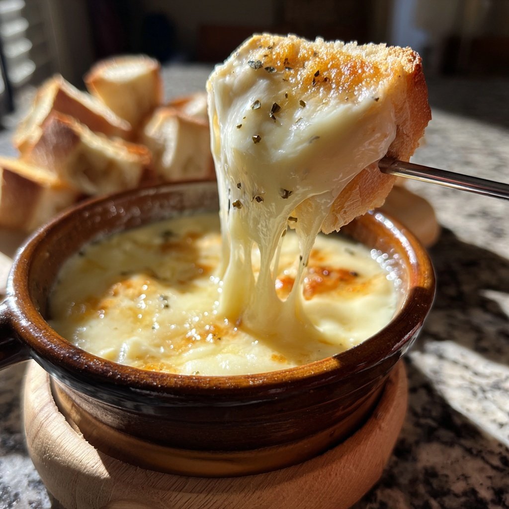 Fondue with Brie and Garlic