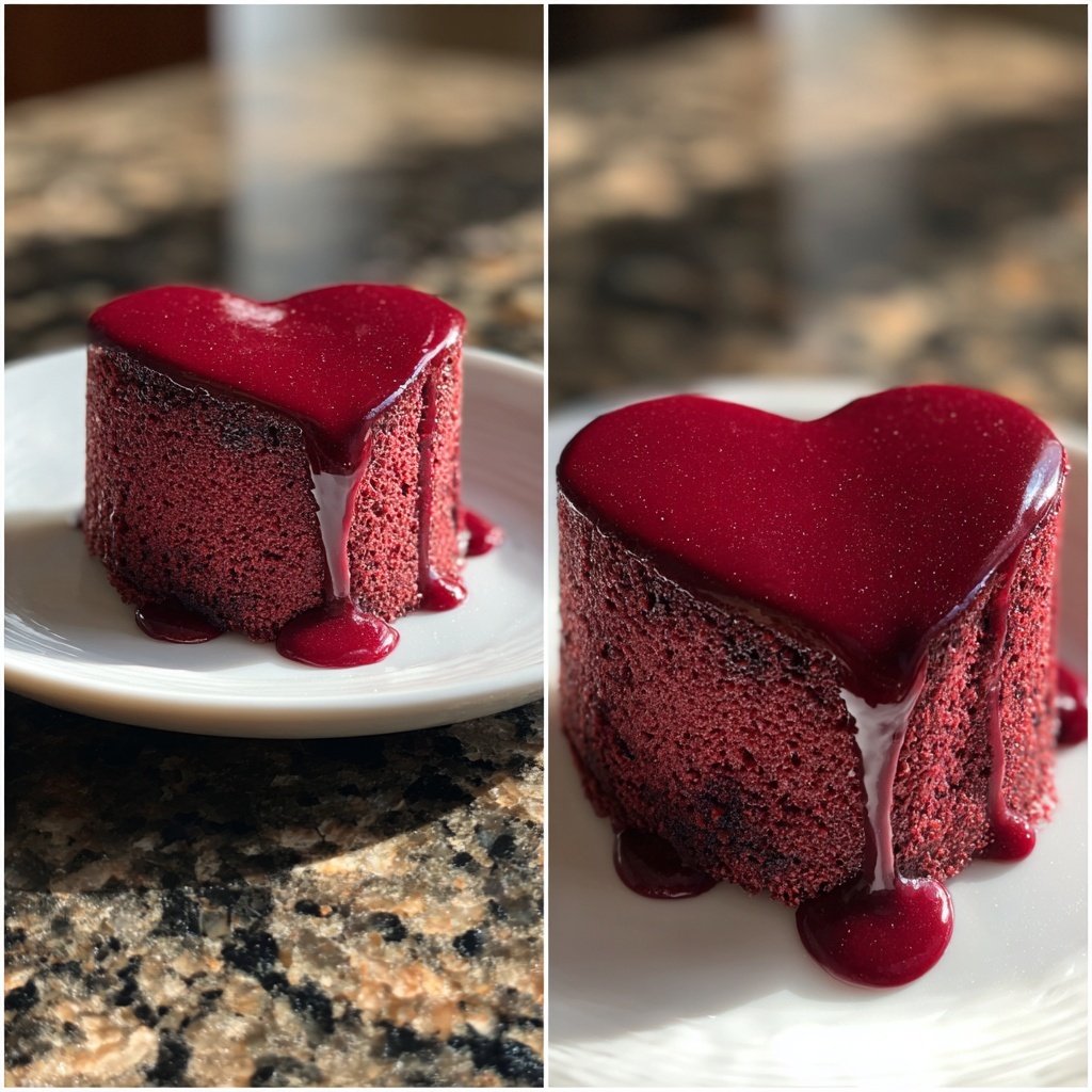 Mini Heart Cake with Berry Glaze
