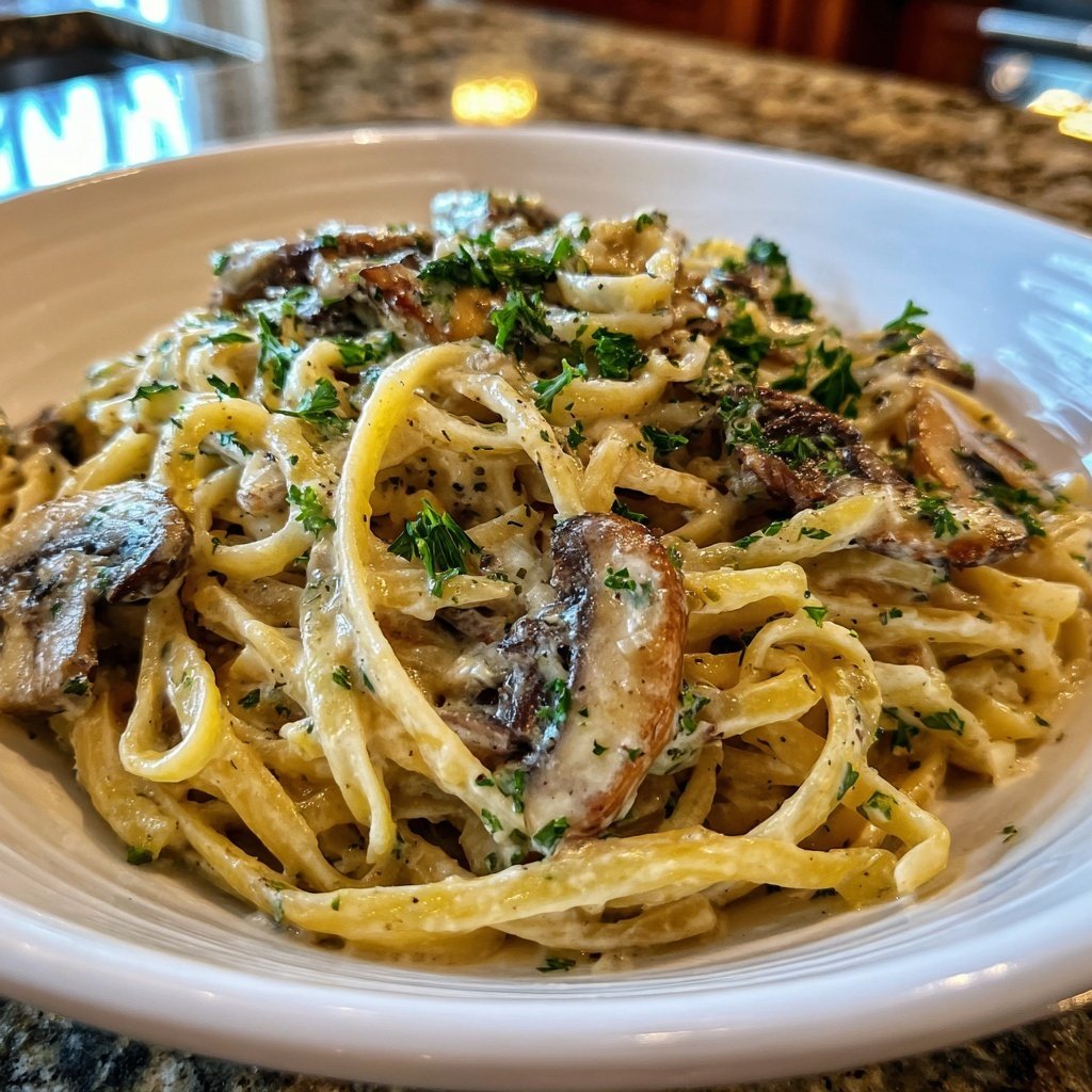 Valentine Dinner Creamy Mushroom Pasta