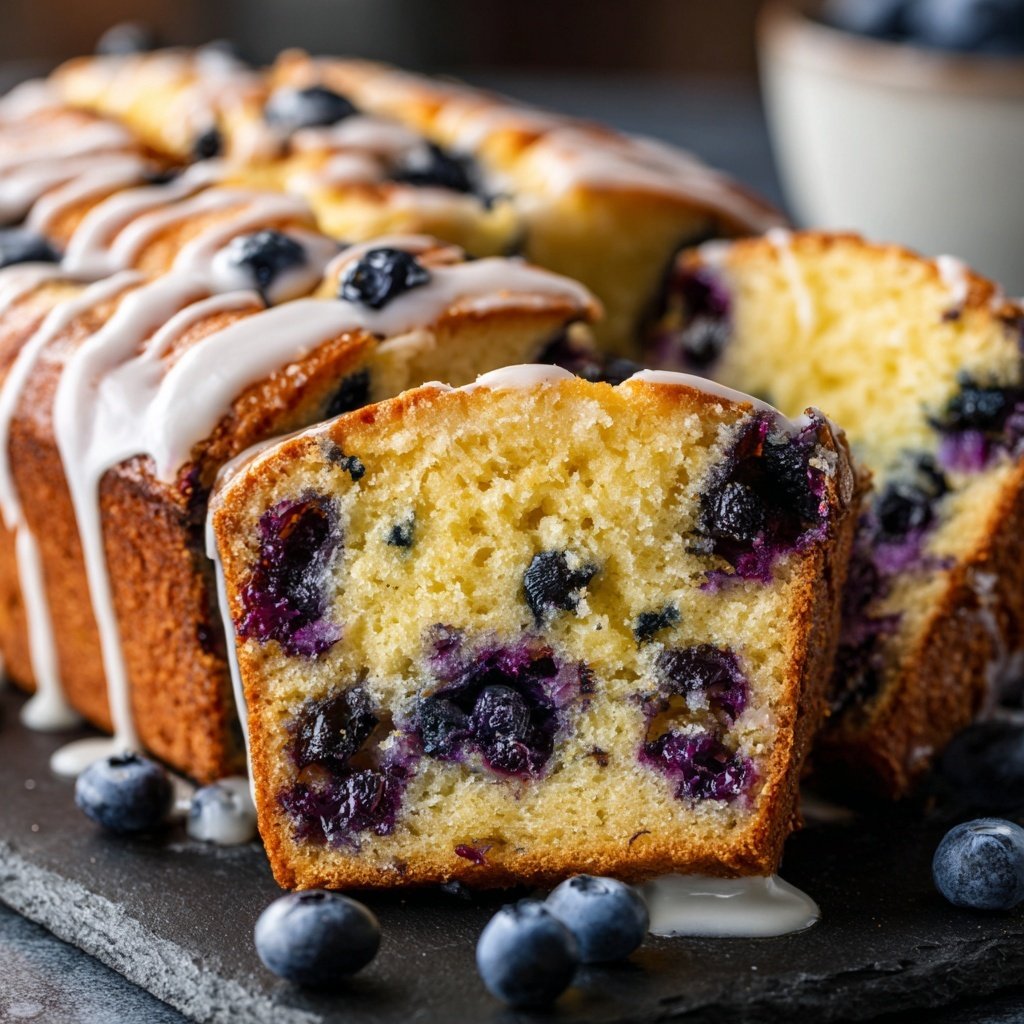 Blueberry Lemon Loaf With Glaze