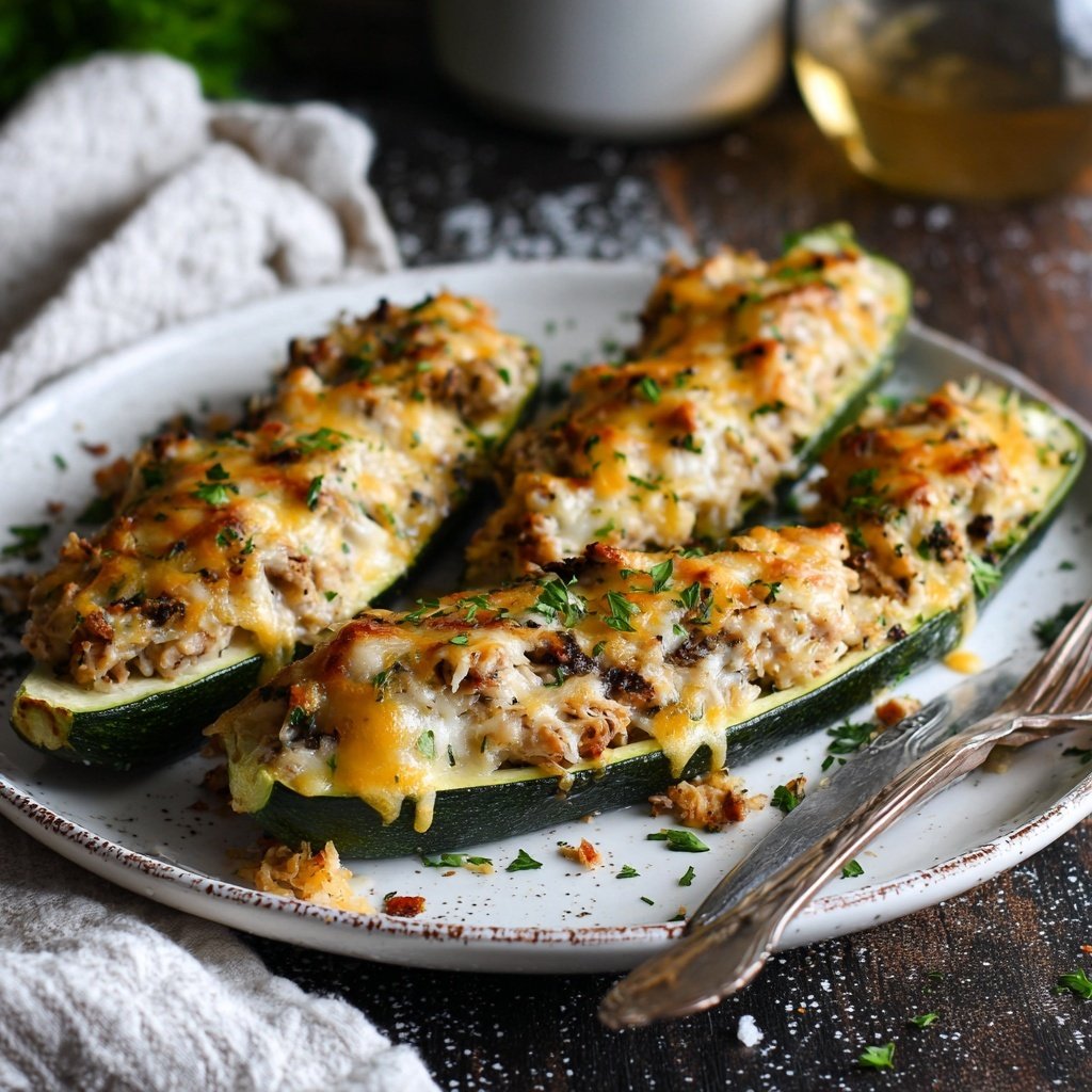 Chicken And Rice Stuffed Zucchini Boats