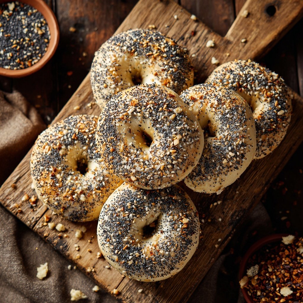 Protein Bagels With Seed Topping