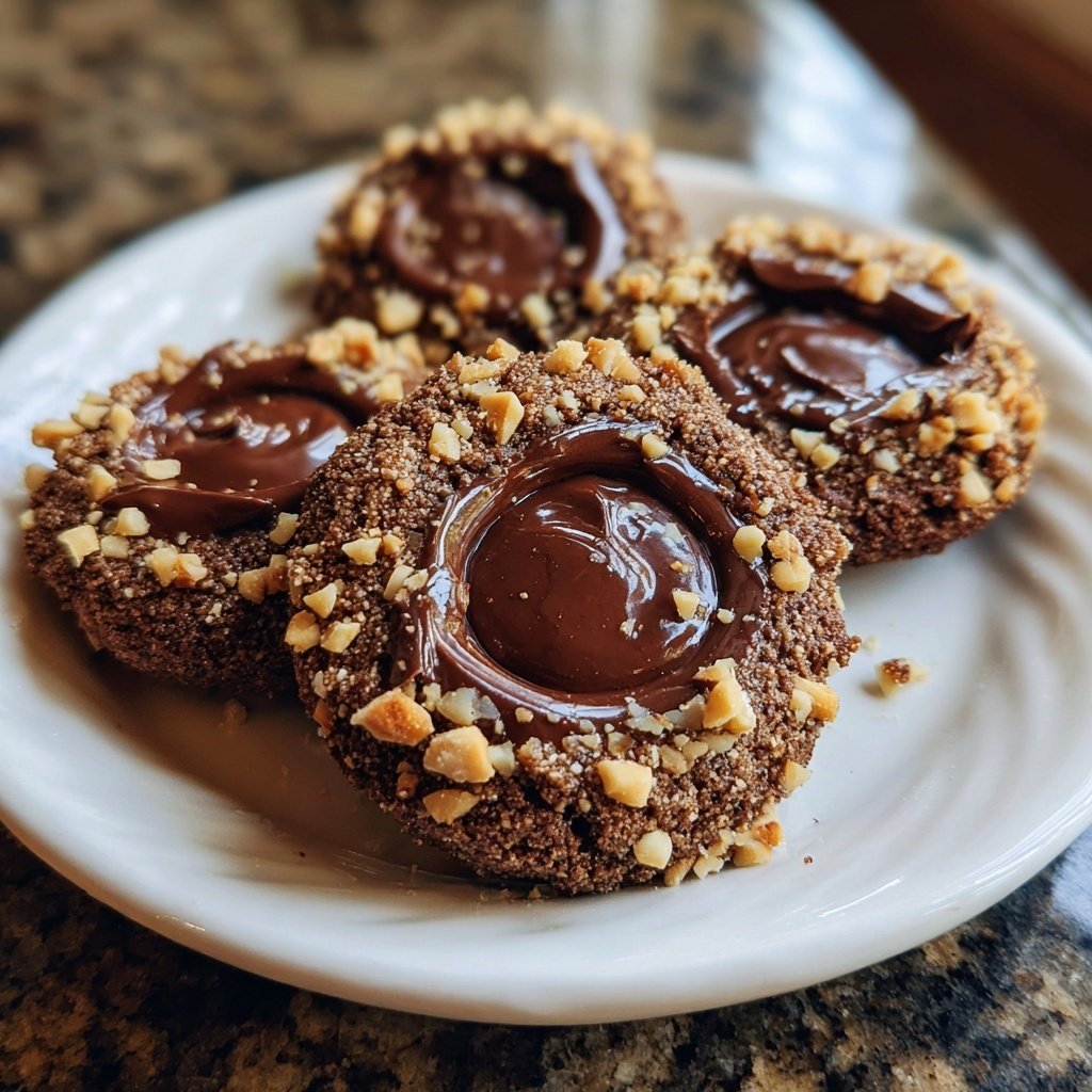 Chocolate Hazelnut Thumbprint Cookies
